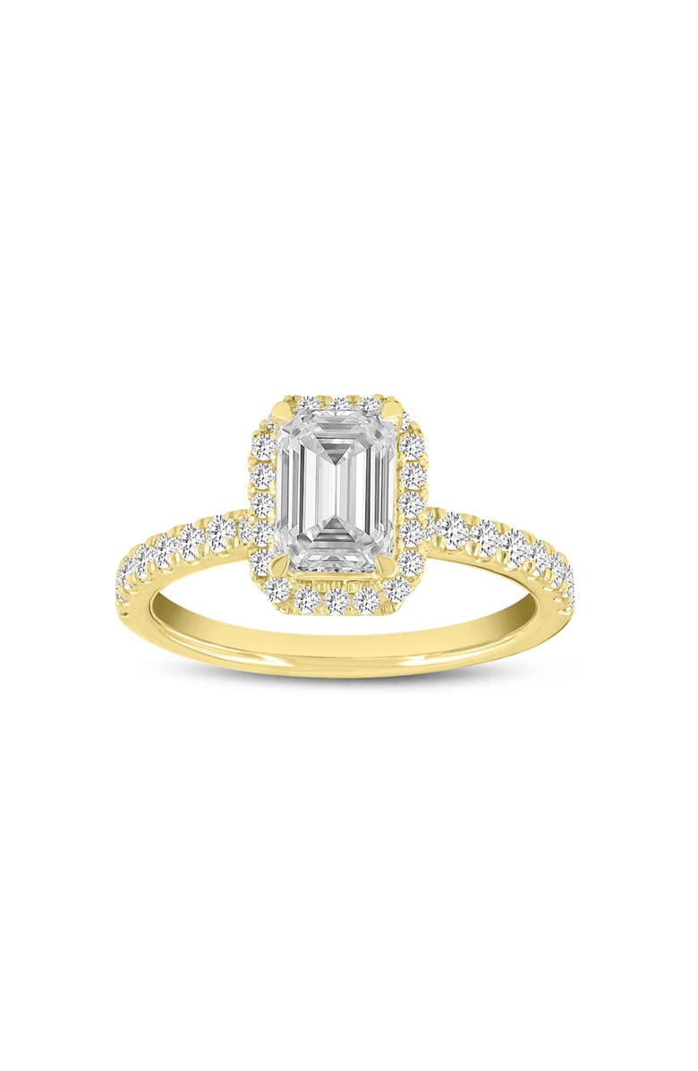 LuvMyJewelry Arpine 14K Yellow Gold Emerald Cut Lab Grown Diamond Halo Engagement Ring - 2 Ct, Main, color, 14K Yellow Gold