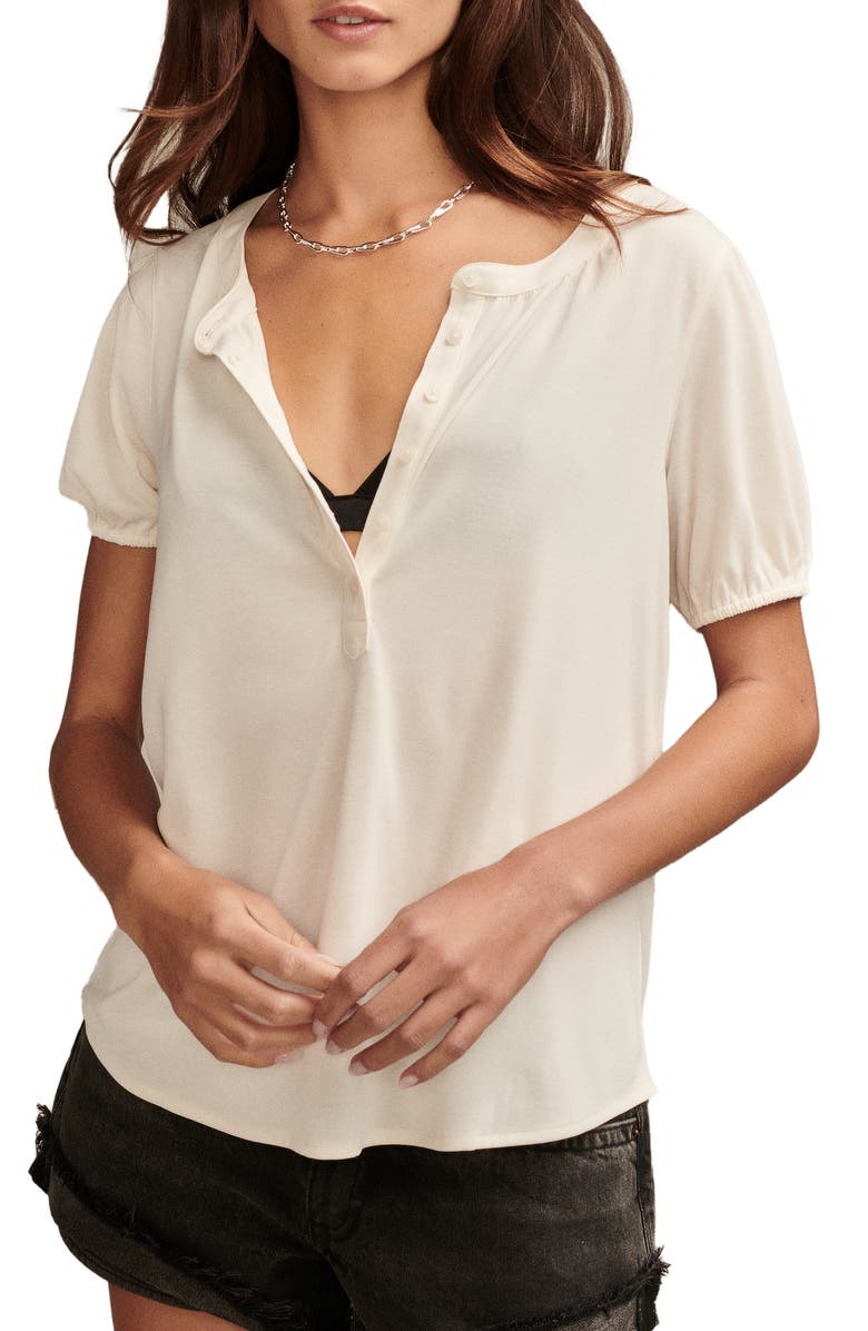 Lucky Brand Sandwash Puff Sleeve Henley, Main, color,