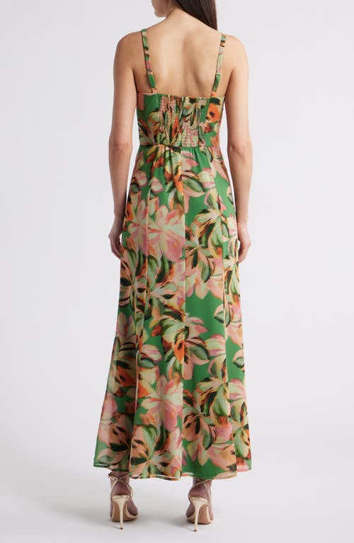 HUTCH HUTCH FLORAL CHIFFON FIT & FLARE MAXI DRESS