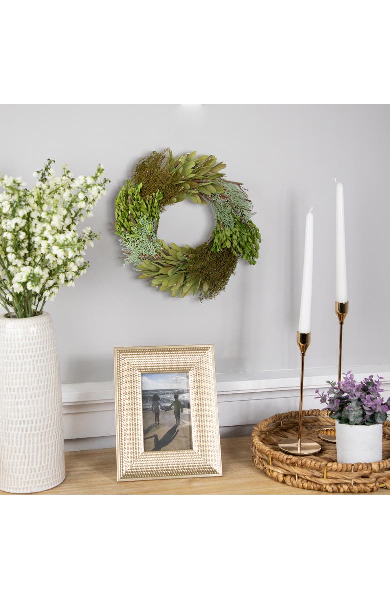 Northlight Cedar, Succulent and Day Grass Artificial Spring Wreath, Green -14-Inch, Alternate, color, Green