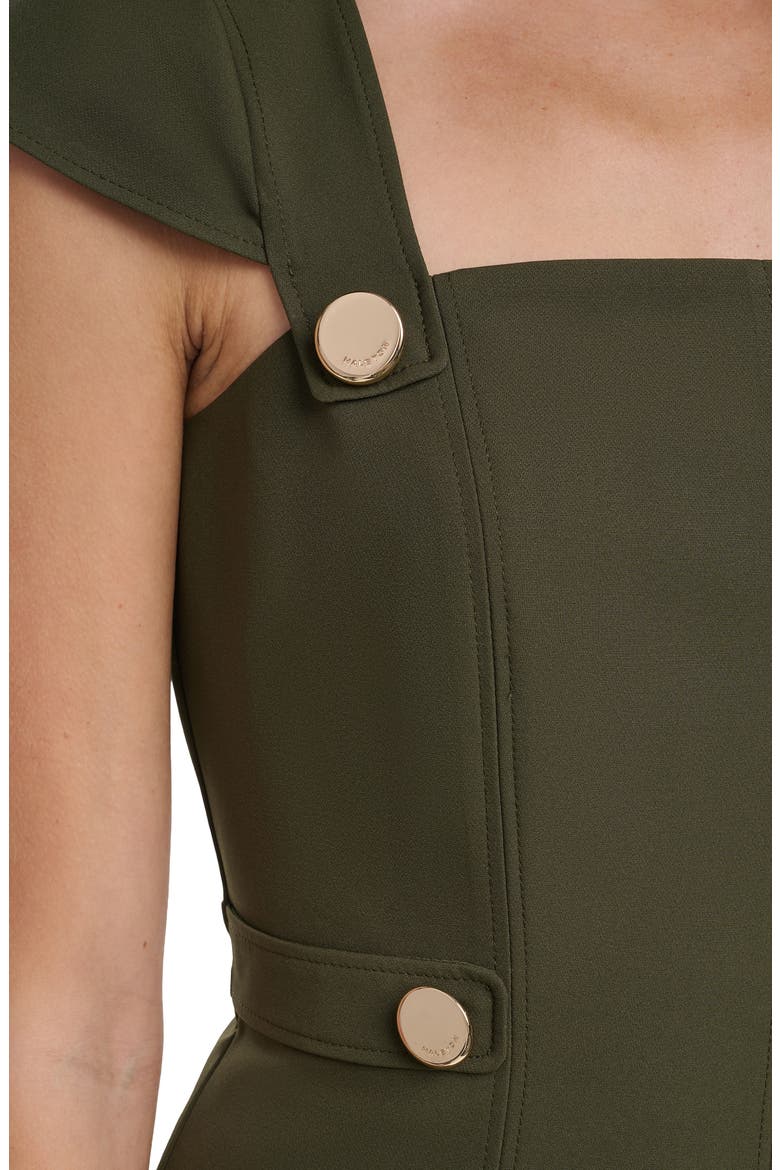 Cap Sleeve Square Neck Midi Sheath Dress, Alternate, color, HUNTER GREEN