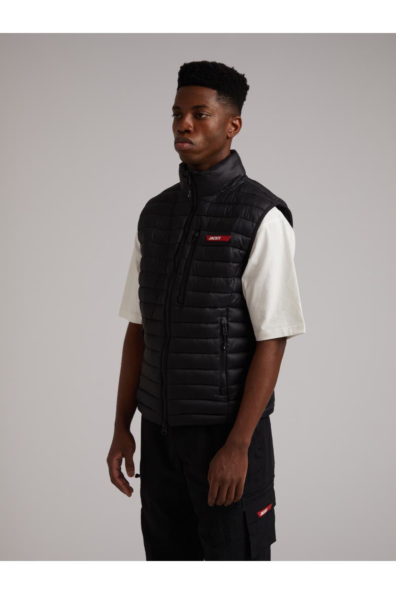 Satell1Te High Neck Sleeveless Gilet, Alternate, color, BLACK