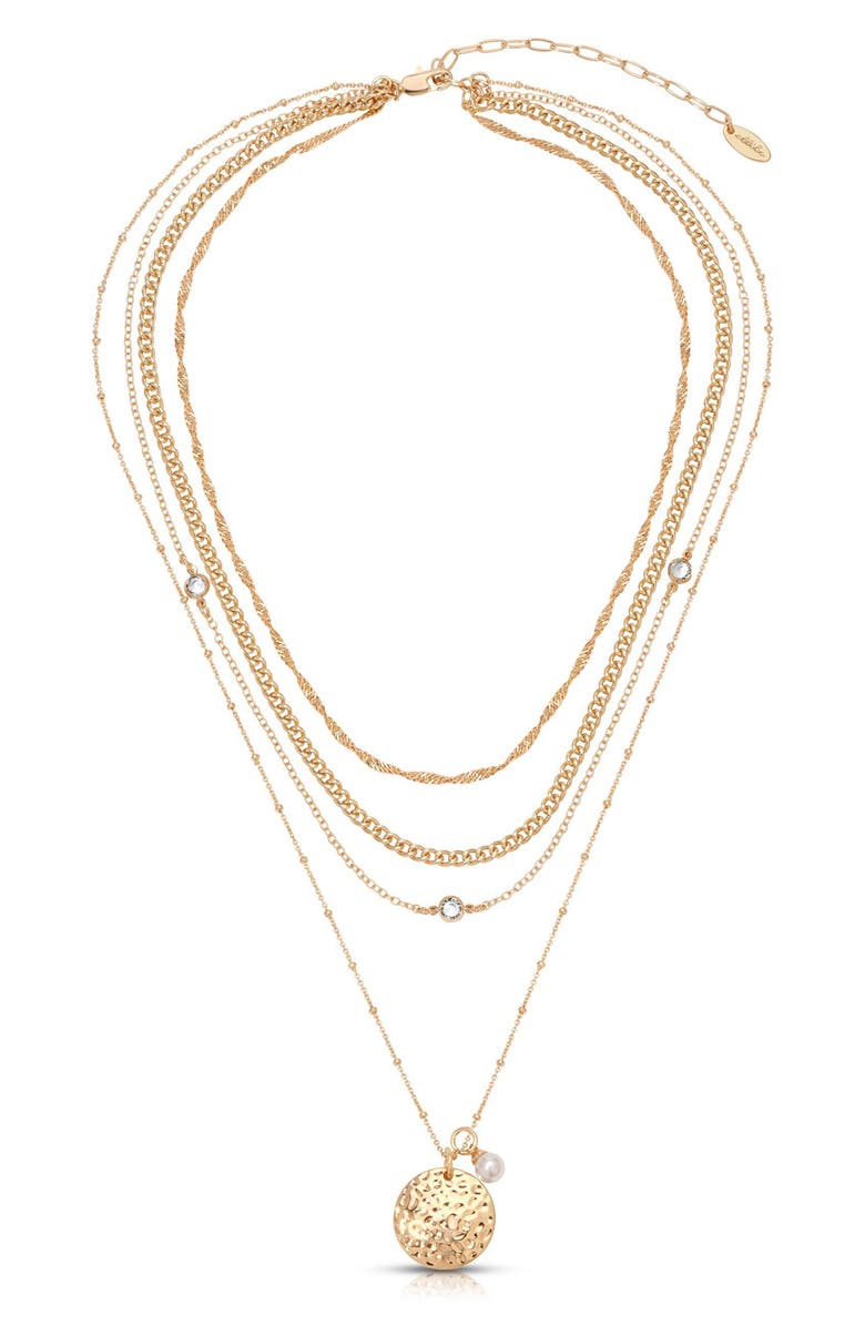 Ettika Layered Chain Pendant Necklace, Main, color, Gold