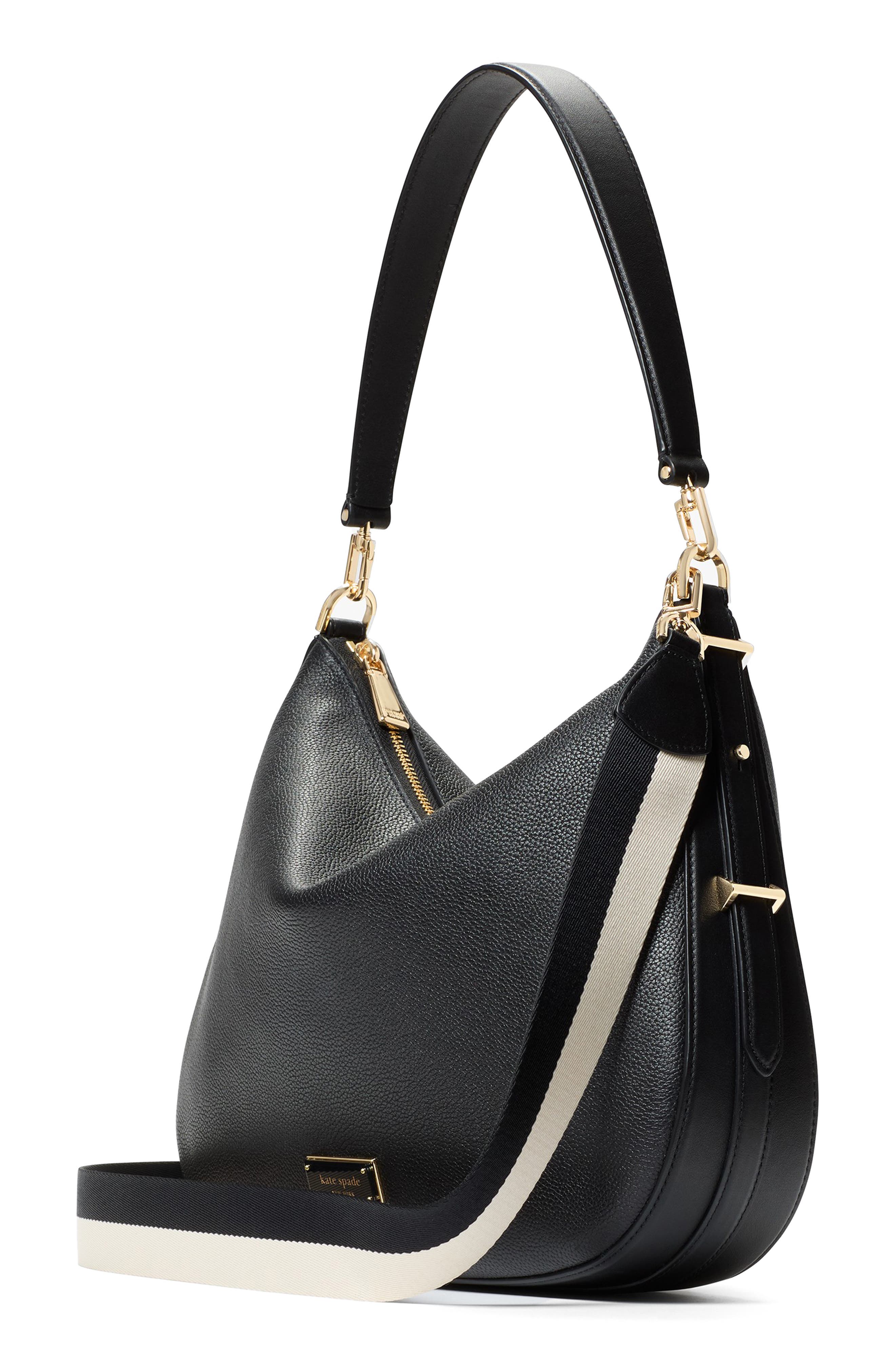 Kate Spade New York large liv pebble leather hobo bag, Alternate, color, Black
