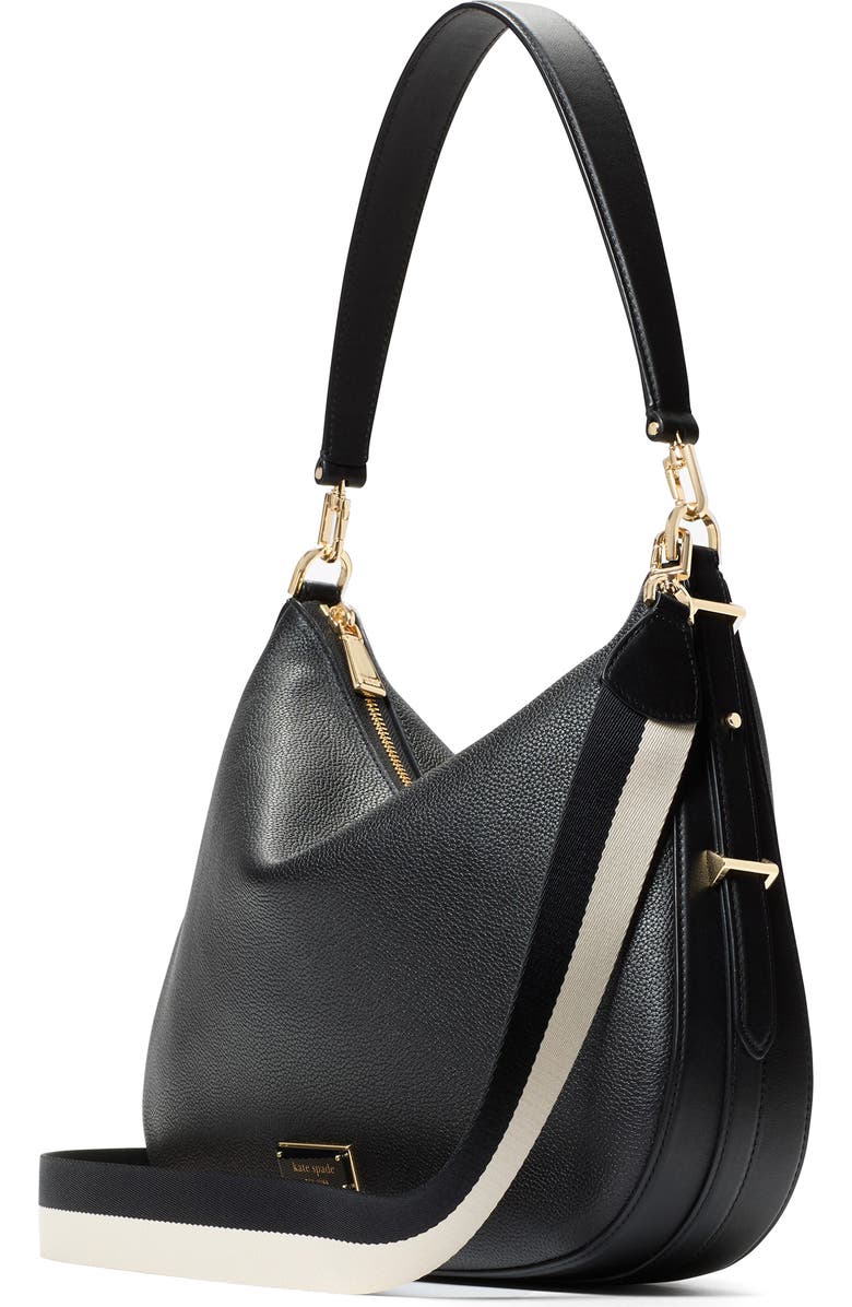 Kate Spade New York large liv pebble leather hobo bag, Alternate, color, Black