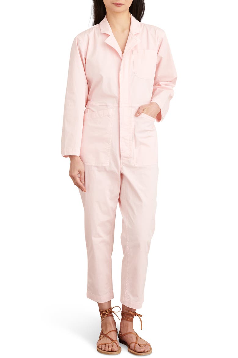 Stretch Cotton Jumpsuit, Main, color, SEA SHELL PINK