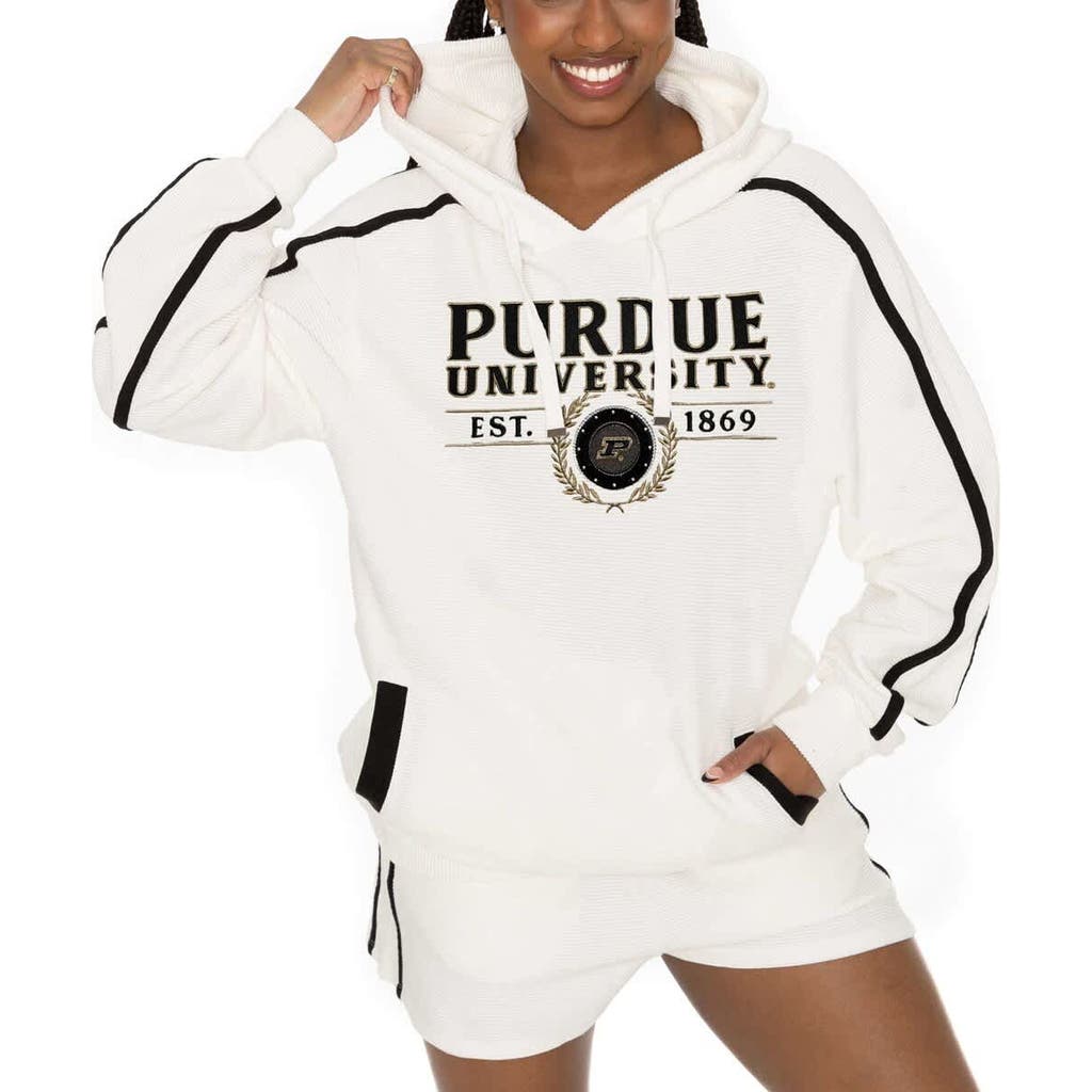 Gameday Couture Cream Purdue Boilermakers Down, Set, Go Pullover Hoodie And Shorts Set