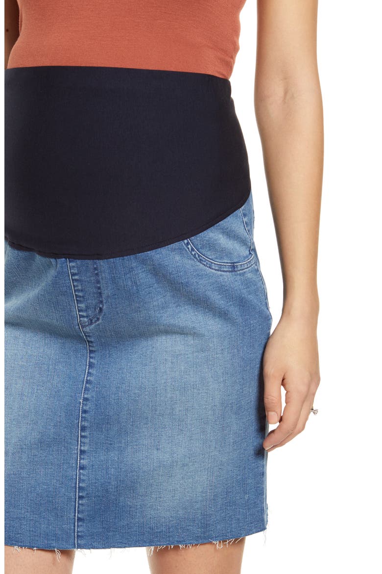 Over the Bump Denim Maternity Skirt, Alternate, color, BLUE