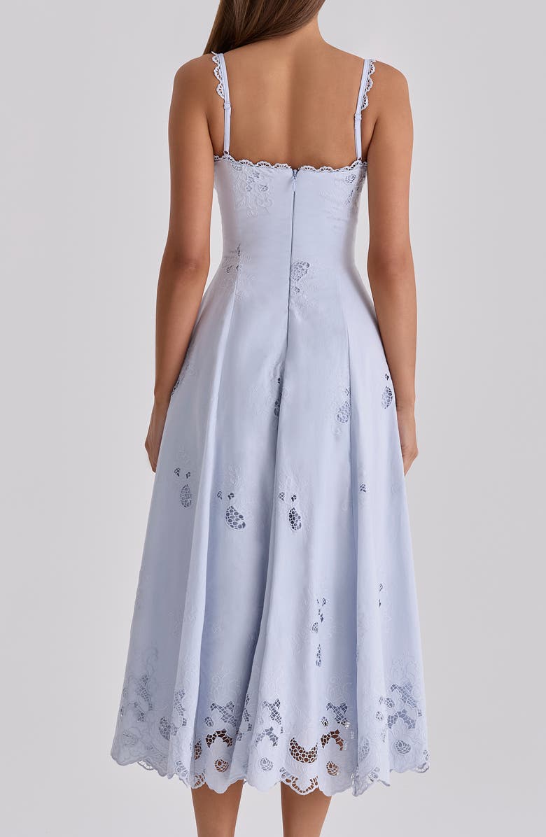 HOUSE OF CB Tatiana Bluebell Broderie Midi Dress, Alternate, color, Bluebell