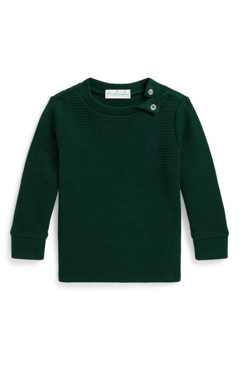 Kids' Waffle Knit Cotton Long Sleeve T-Shirt