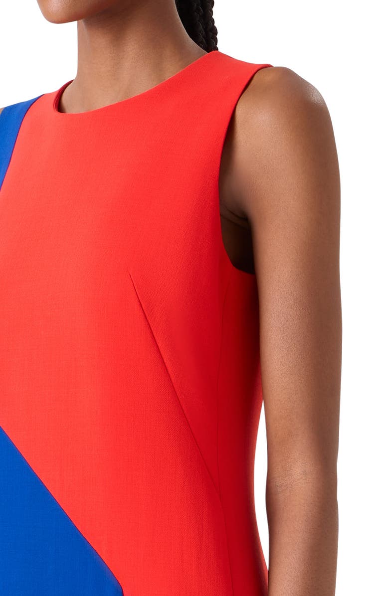 Akris High Plains Colorblock Wool Blend Sheath Dress, Alternate, color, Vermillion-Lapis Blue