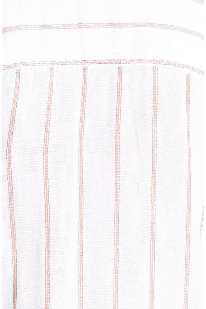 Treasure&Bond Long & Lean Boyfriend Shirt, Alternate, color, CORAL SPICE TICKING STRIPE