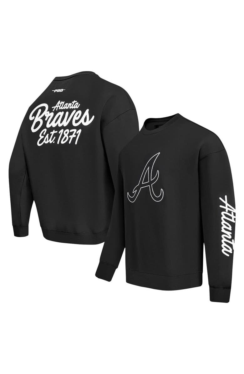 PRO STANDARD Men's Pro Standard Black Atlanta Braves Paint The City Dropped Shoulder Pullover Sweatshirt, Main, color, 