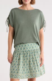 MAX STUDIO Ruched Tie Sleeve Sweater