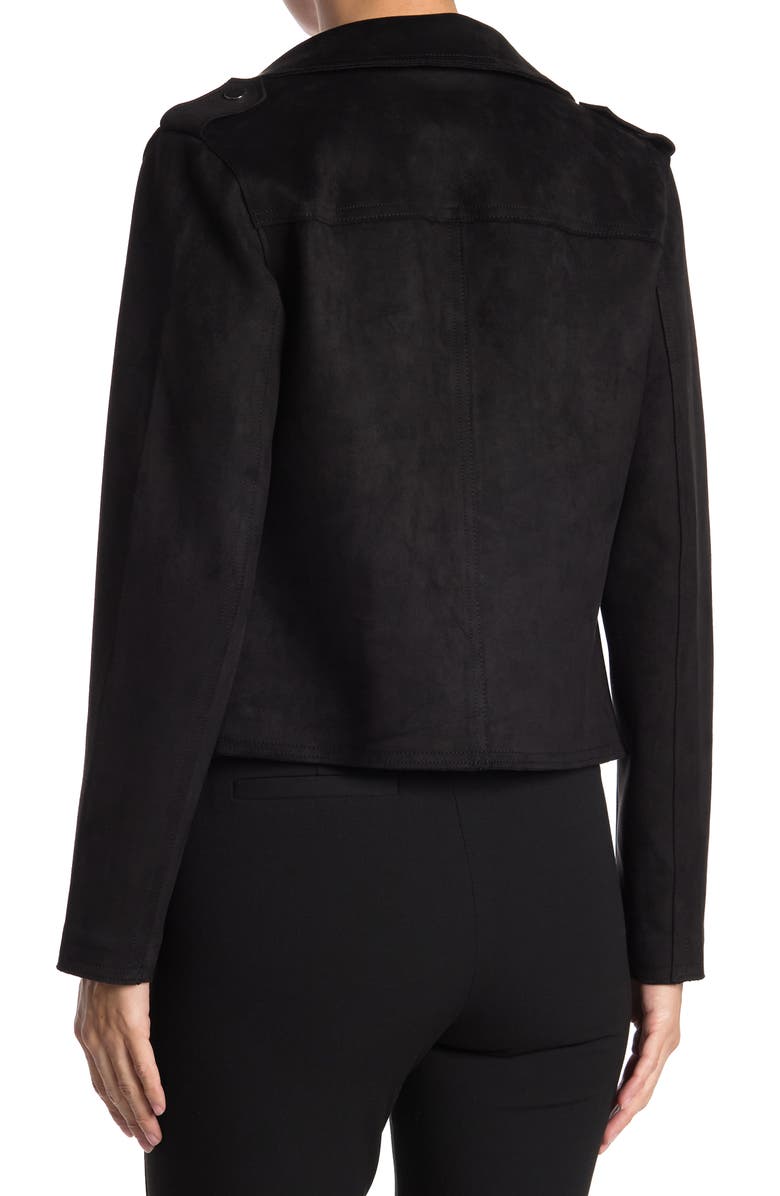 T Tahari Faux Suede Crop Moto Jacket, Alternate, color,
