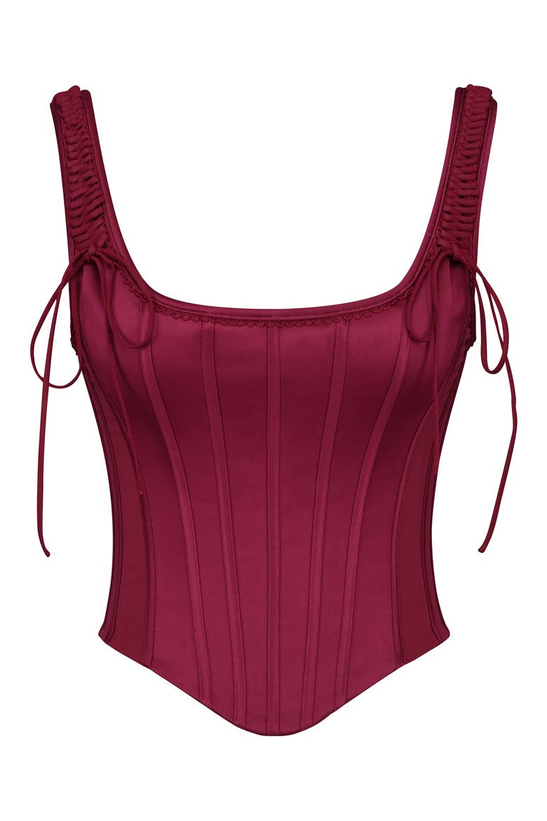 Iman Satin Corset Top, Alternate, color, WINE