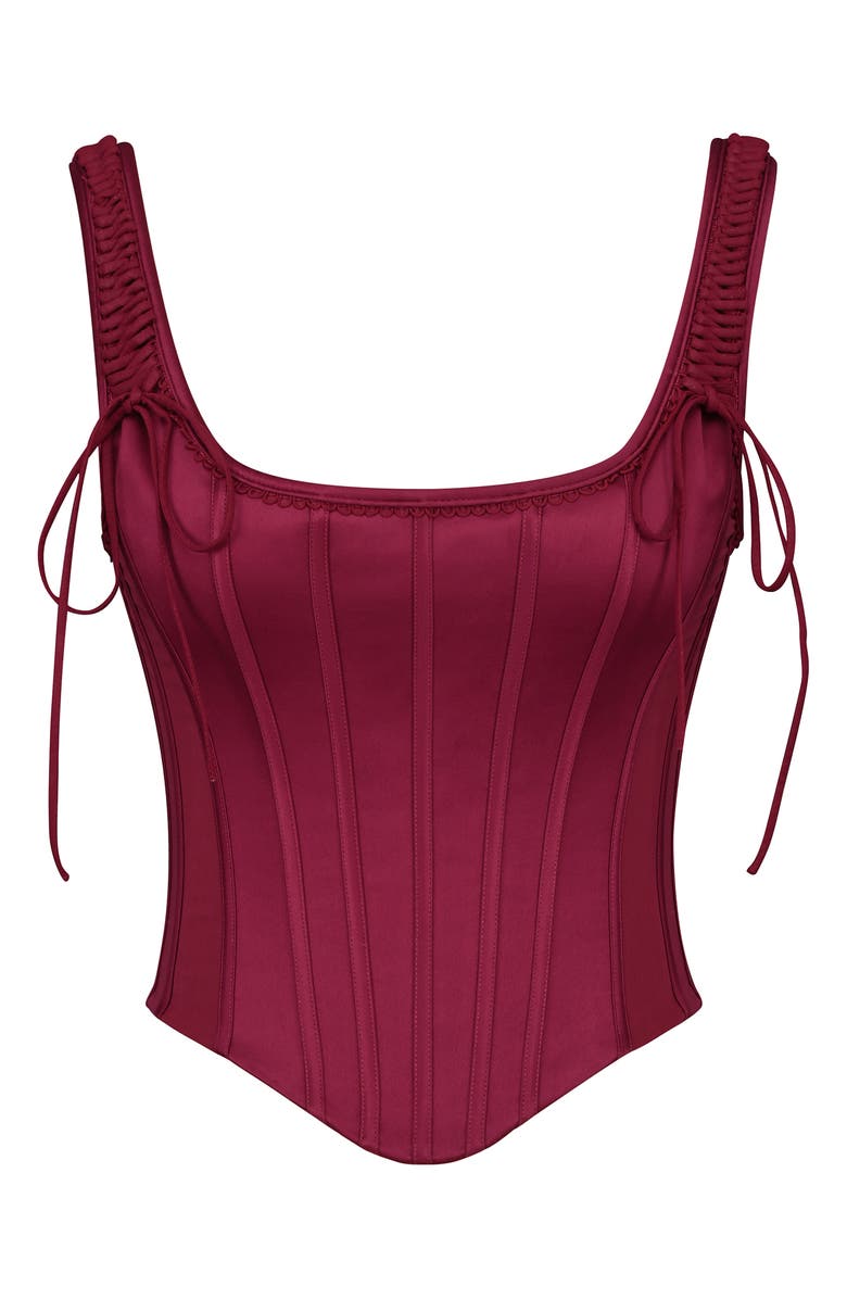 HOUSE OF CB Iman Satin Corset Top, Alternate, color, Wine
