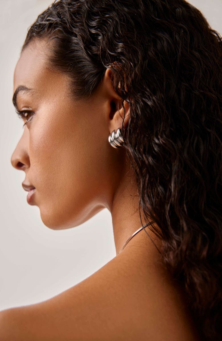 Missoma Chubby Triple Ridge Small Hoop Earrings, Alternate, color, Silver