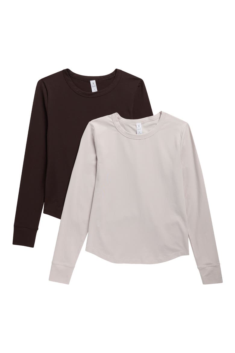 2-Pack Audrina Crewneck T-Shirts, Main, color, CHOCOLATE TORTE/ CLOUD