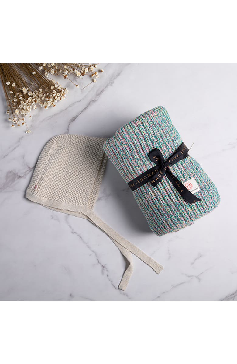 Pink Lemonade Unicorn baby blanket and bonnet set, Main, color, Multi