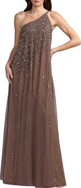 Mac Duggal One Shoulder Embellished Trapeze A Line Gown