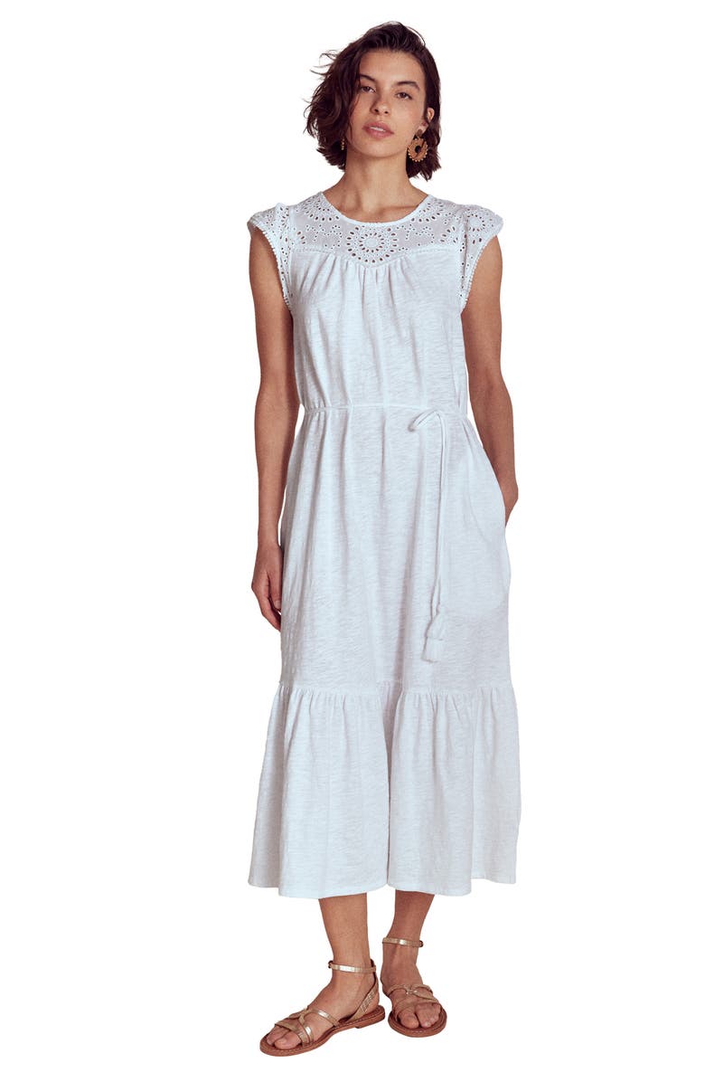 Boden Juliet Broderie Anglaise Trim Cotton Sundress, Alternate, color, White