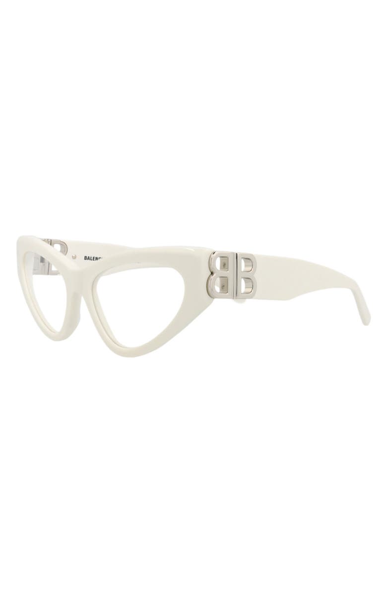 Balenciaga 54mm Cat Eye Optical Glasses, Alternate, color, White White Transparent