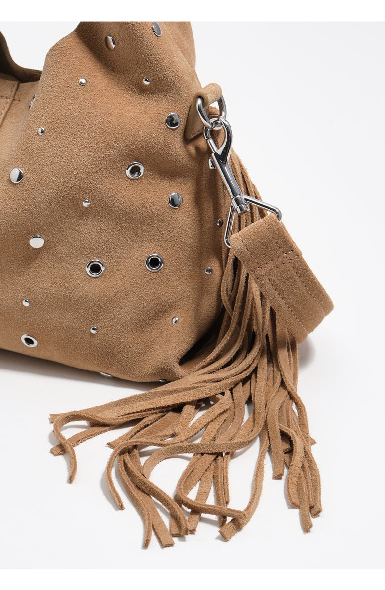 Bimba y Lola Small Paper Suede Handbag, Alternate, color, Natural