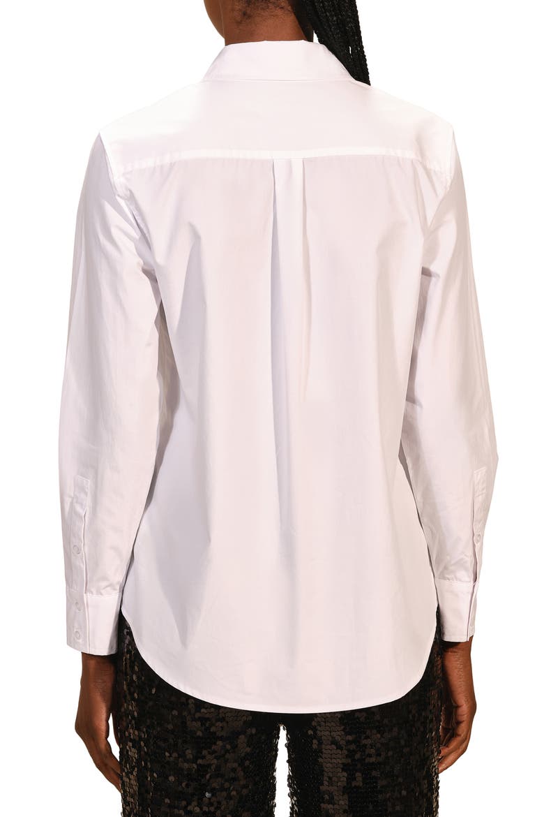 Rhinestone Embellished Cotton Button-Up Shirt, Alternate, color, WHITE