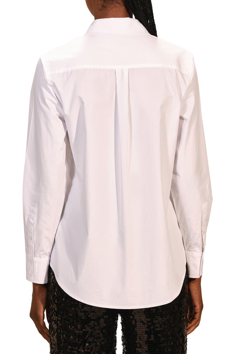 Isaac Mizrahi New York Rhinestone Embellished Cotton Button-Up Shirt, Alternate, color, White