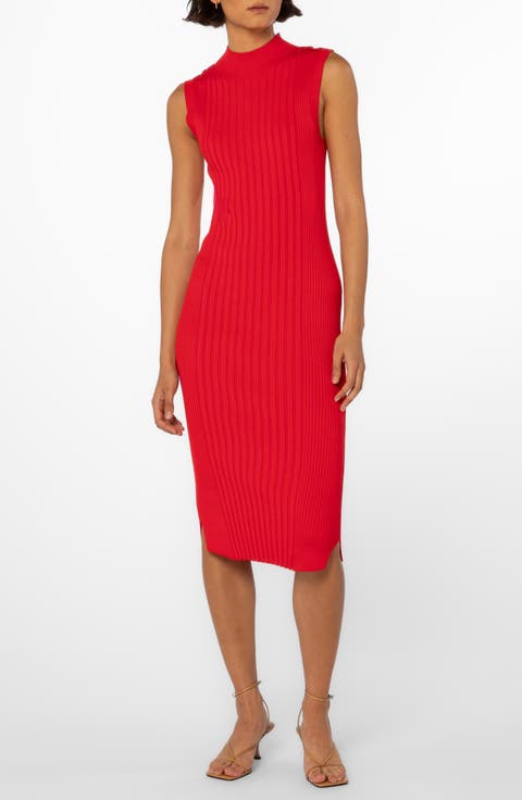 Ireland Mock Neck Sleeveless Rib Sweater Dress