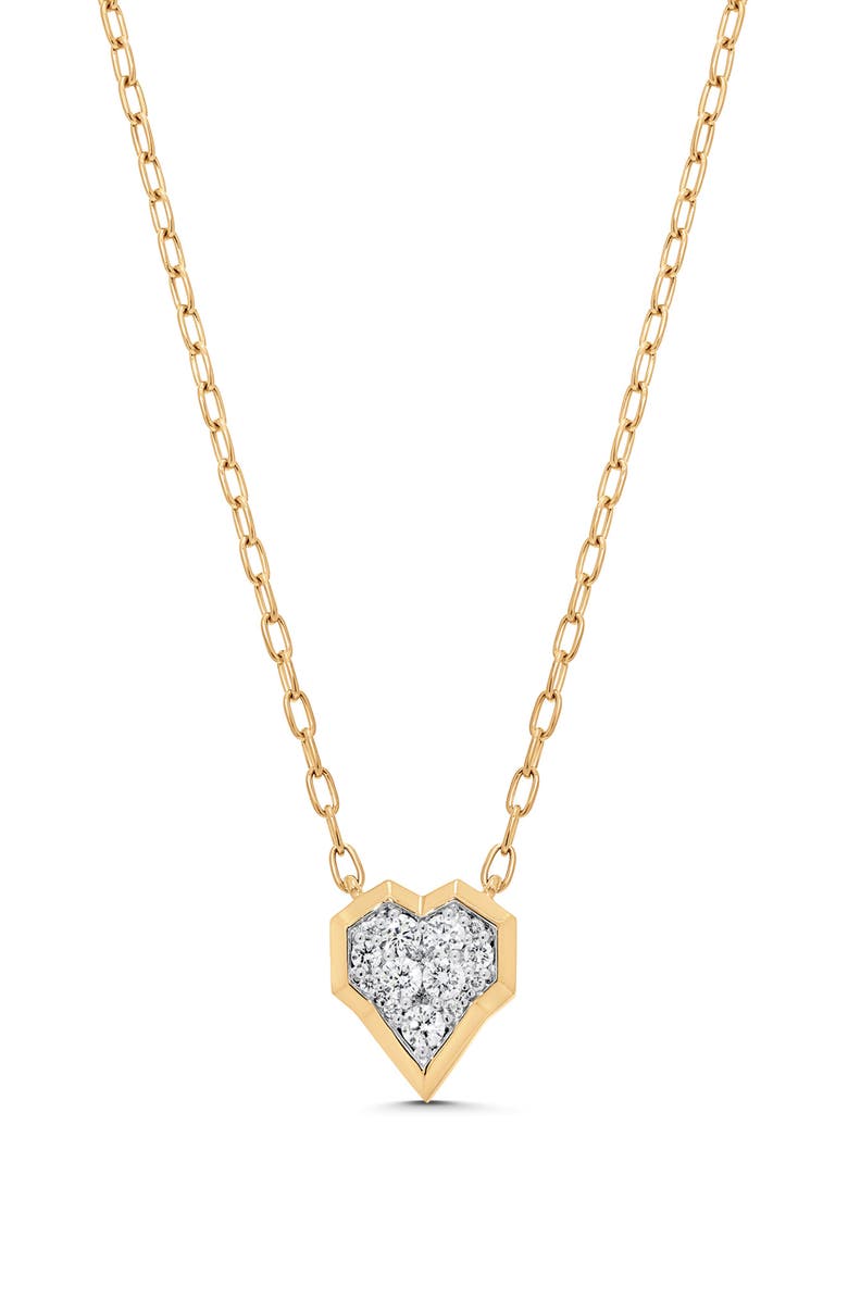 Sara Weinstock Honey Comb Diamond Heart Pendant Necklace, Main, color, Yellow Gold
