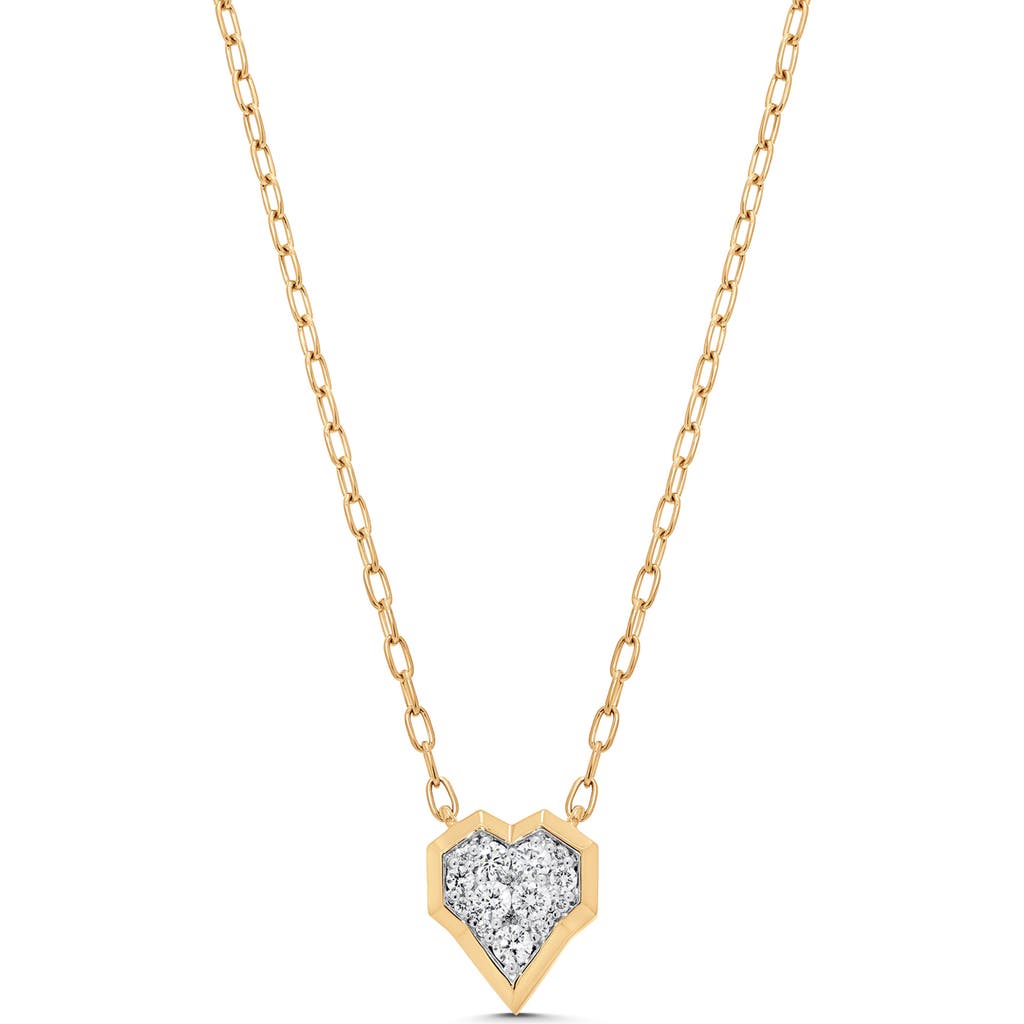 Sara Weinstock Honey Comb Diamond Heart Pendant Necklace in Yellow Gold  product