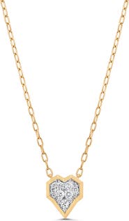 Sara Weinstock Honey Comb Diamond Heart Pendant Necklace