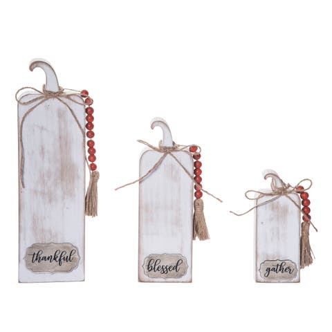 Off-White Rustic Pumpkin Set of 3 Decorative Fall Decor