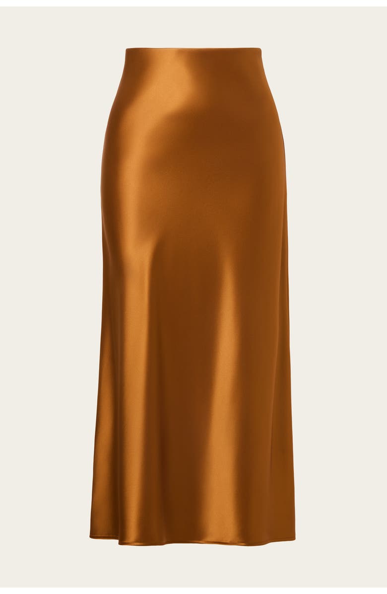 Malina Aubree Satin Midi Skirt, Alternate, color, Amber