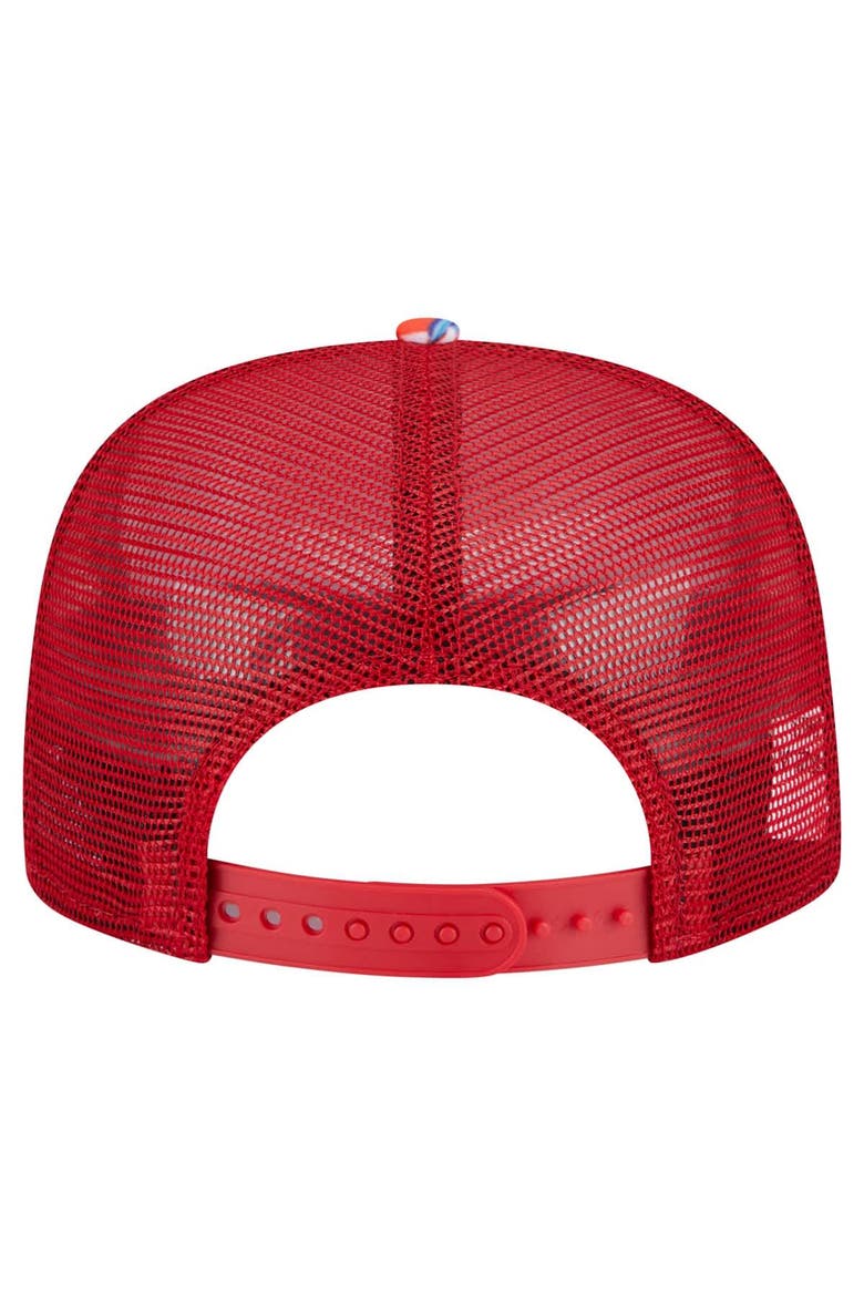 Men's New Era Red Los Angeles Angels Adventure Pattern Golfer Trucker Snapback Hat, Alternate, color, Red