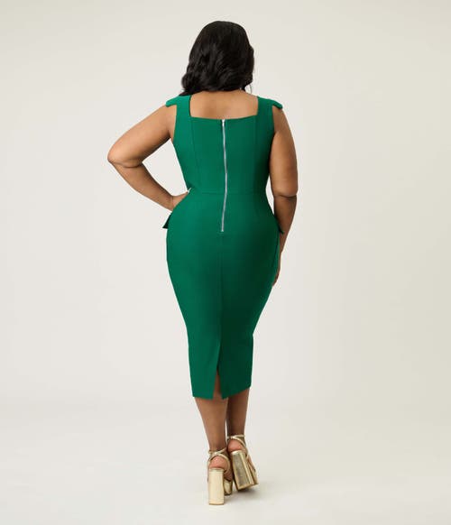Unique Vintage Plus Size Sensation Wiggle Dress In Green