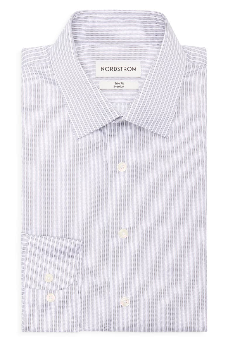 Trim Fit Striped Button Up Shirt, Alternate, color, WHITE CORTE STRIPE