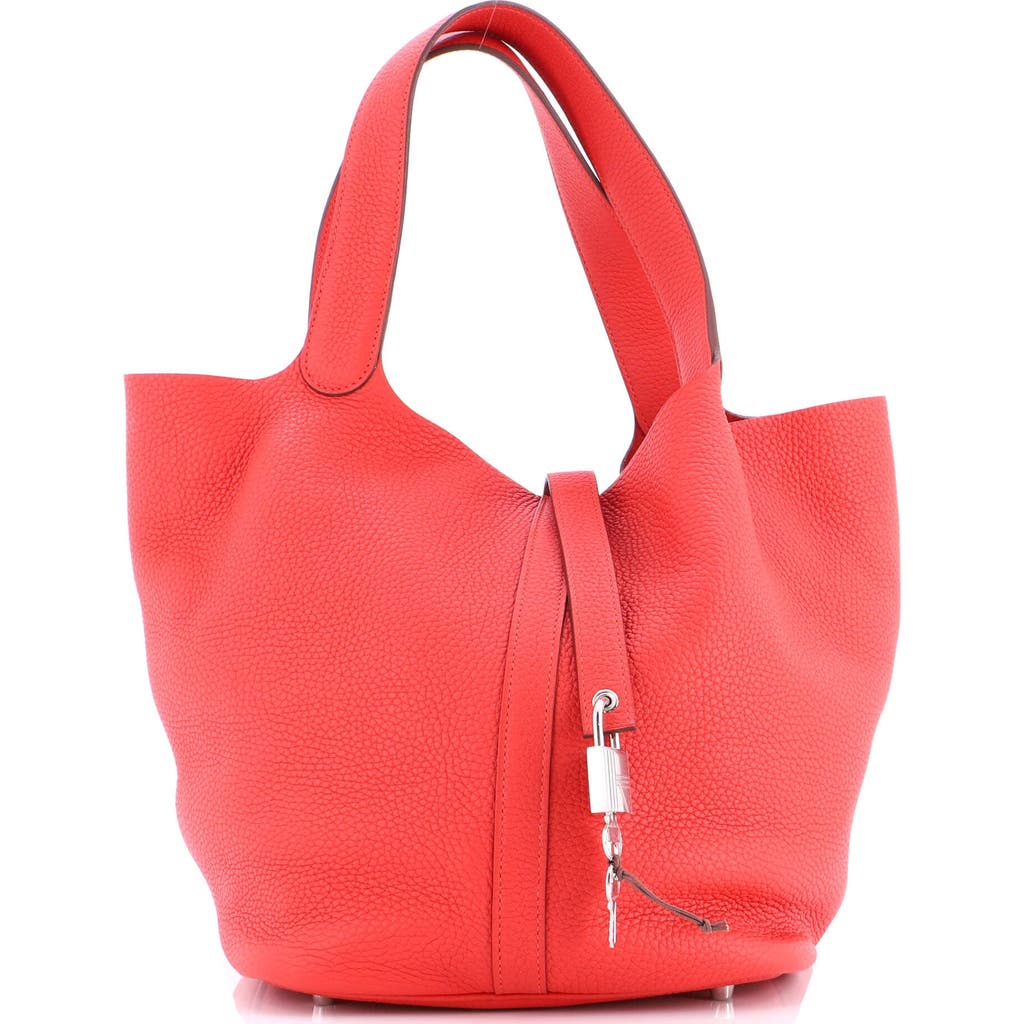 Pre-owned Hermes Hermes Picotin Lock Bag Clemence Gm In Red