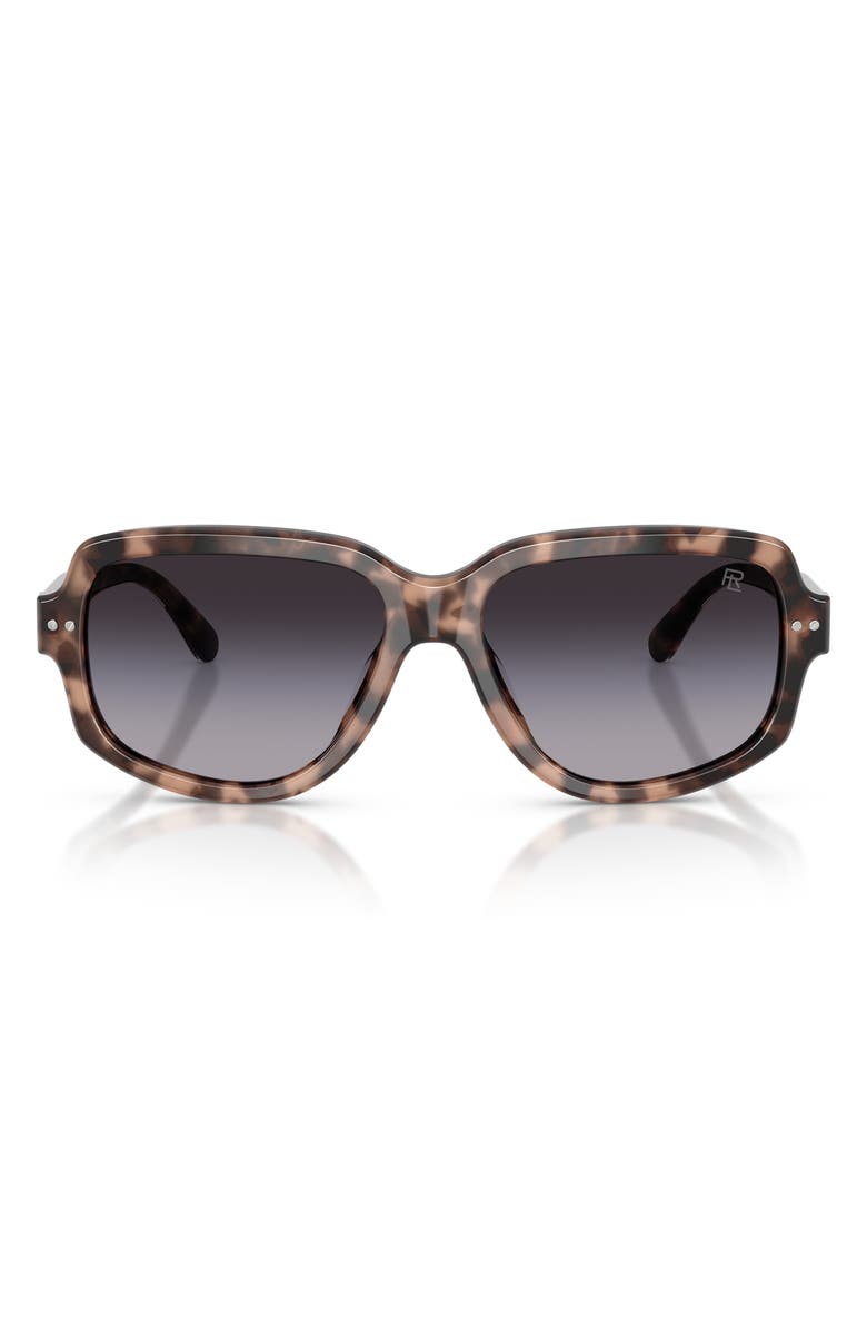 Ralph Lauren 57mm Gradient Irregular Sunglasses, Main, color, Brown Pink Havana Bio / Grey