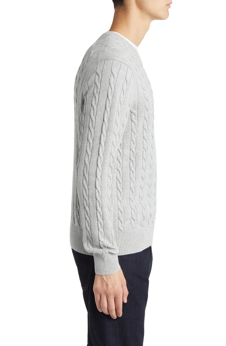 Brooks Brothers Cable Cotton Crewneck Sweater, Alternate, color, 