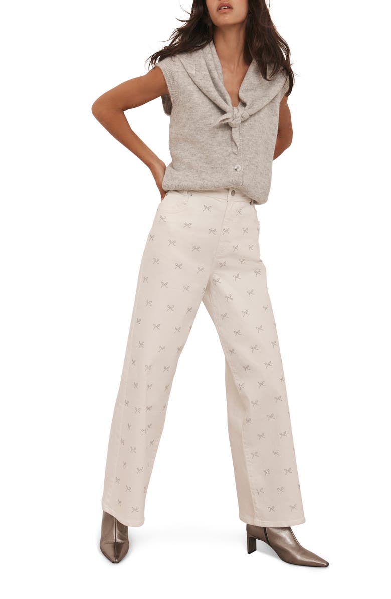 MINT VELVET Embellished Wide Jeans, Alternate, color, White