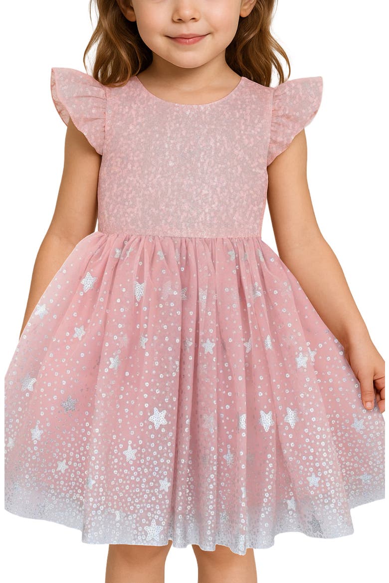 Kids' Sequin Star Party Dress, Alternate, color, BLUSH