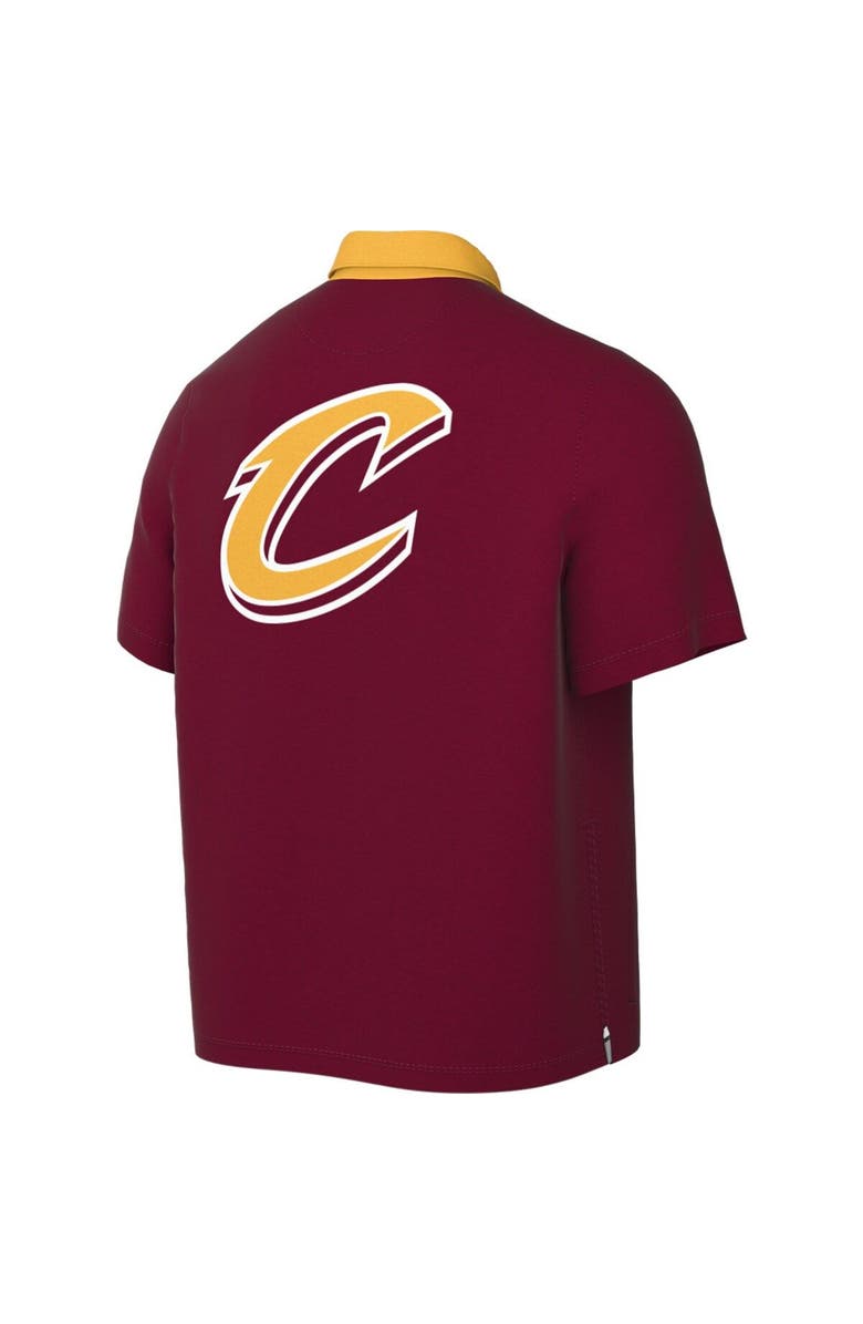 Nike Men's Nike Wine/Gold Cleveland Cavaliers 2021/22 City Edition Therma Flex Showtime Short Sleeve Full-Snap Collar Jacket, Alternate, color,