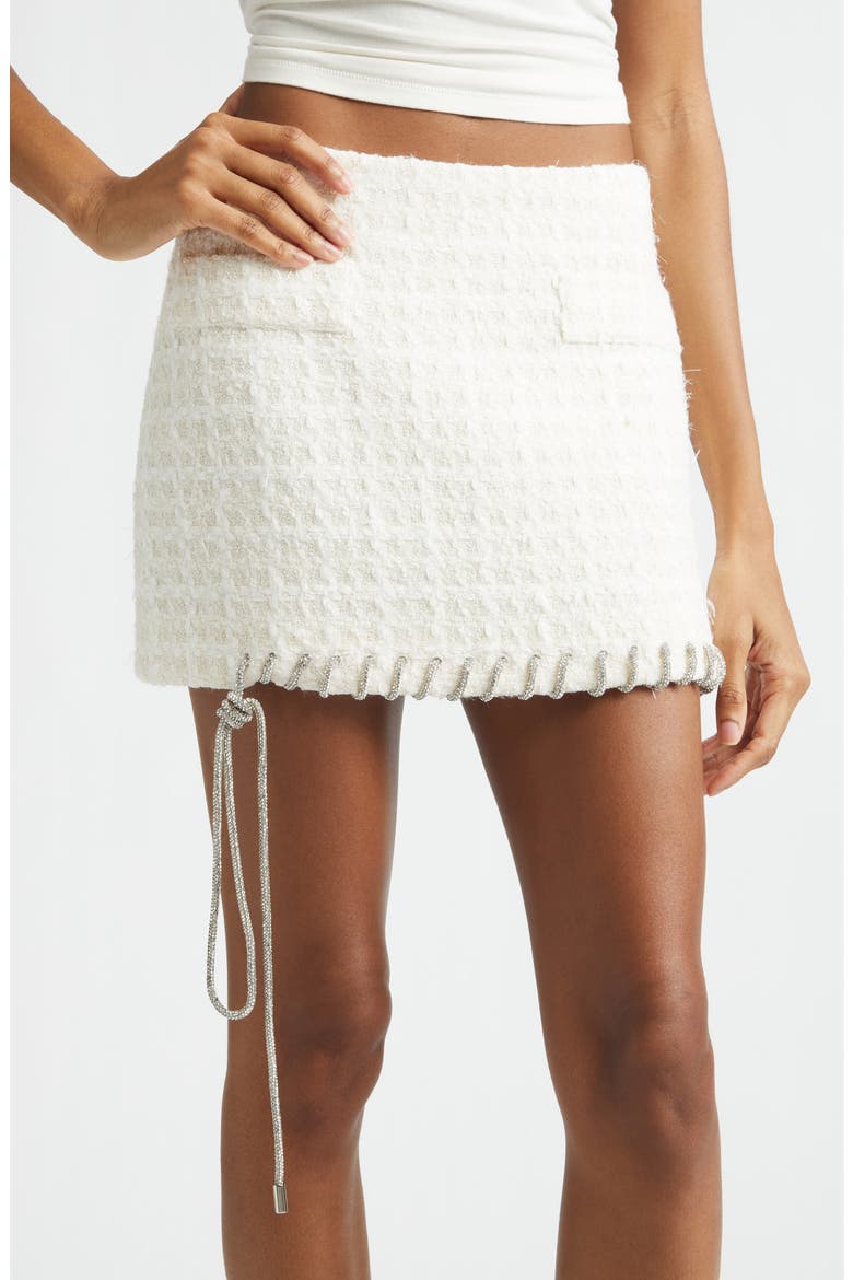 Tweed Lady Miniskirt, Alternate, color, CREAM WHITE