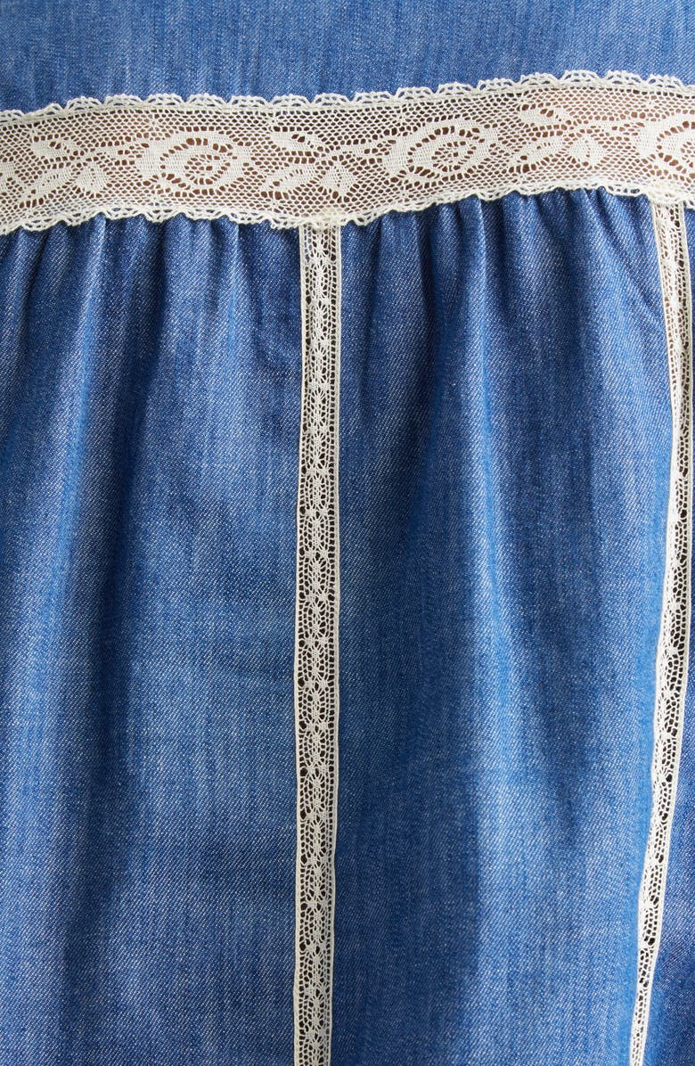 Zimmermann Awaken Lace Trim Denim Shirt, Alternate, color, Railway Blue