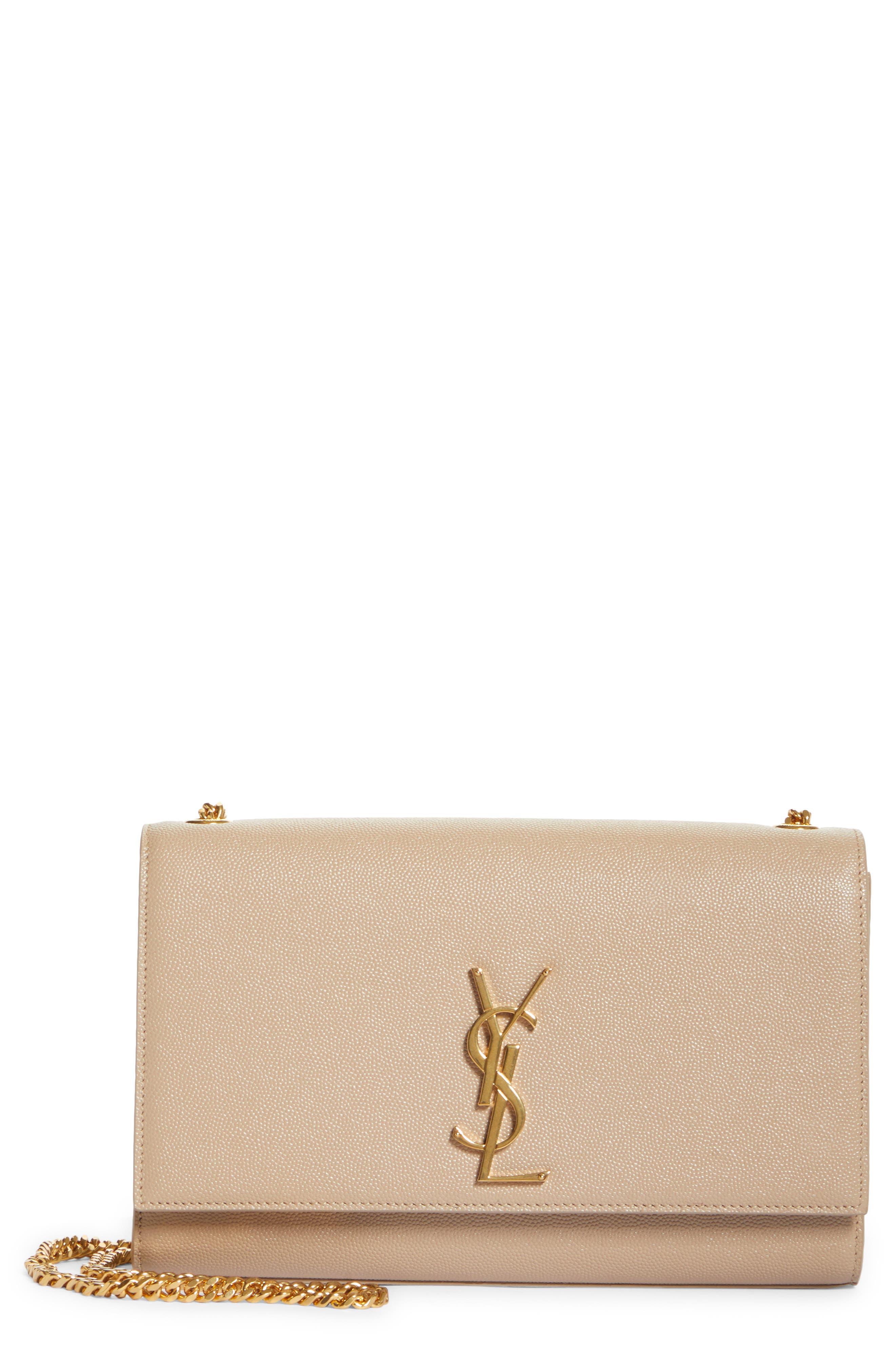 Medium Kate Leather Chain Shoulder Bag, Main, color, DARK BEIGE