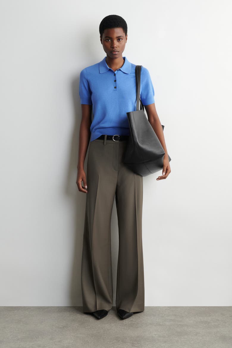 Shrunken Wool-Blend Polo Shirt, Alternate, color, BLUE