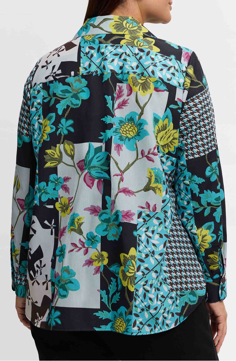 Foxcroft Kylie Cotton Sateen Button-Up Shirt, Alternate, color, Aqua/ Green Multi